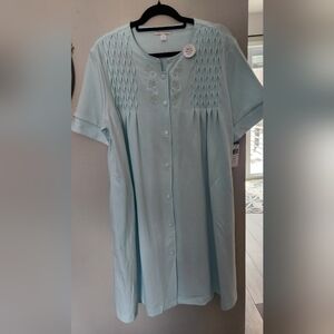 Miss Elaine Light Blue Button-Down Nightgown Sleep Wear